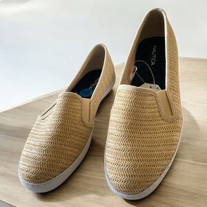 Nautica Women’s Sunchaser Raffia Natural Knit Beige Slip-On Shoes Normcore NWT